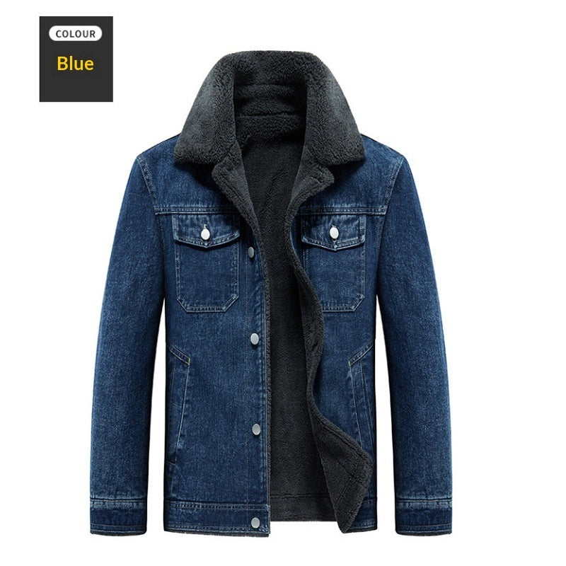 Spring And Autumn Warm Padded Youth Men's Denim Jacket