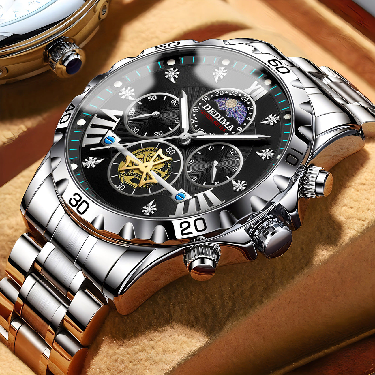 Business Luminous Waterproof Flywheel Quartz Watch