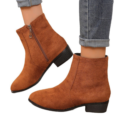 Suede Dr Martens Chunky Heel Short Women's Boots