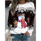 Snowman Printed Panel Loose Sweater