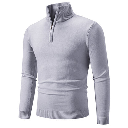 Zip-up Turtleneck Pullover Men's Long Sleeved Sweater