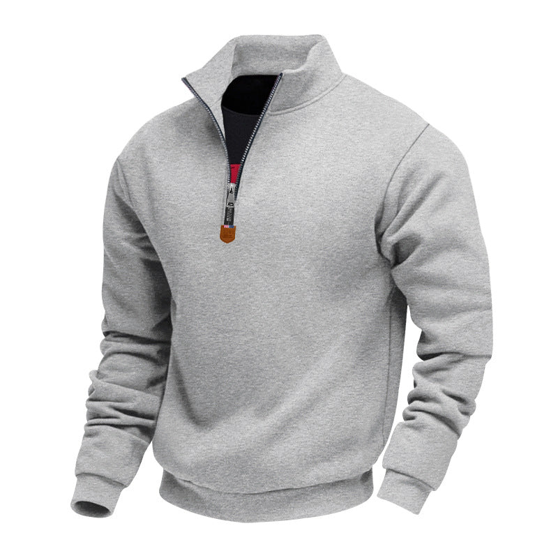 Men's Stand Collar Long Sleeve Half-zip Sport Casual Sweatshirt