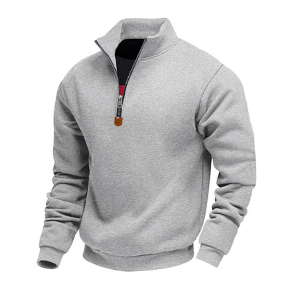 Men's Stand Collar Long Sleeve Half-zip Sport Casual Sweatshirt