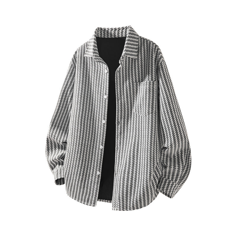 Mens Bold Herringbone Chanel-Style Shirt Jacket