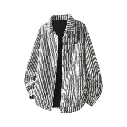 Mens Bold Herringbone Chanel-Style Shirt Jacket