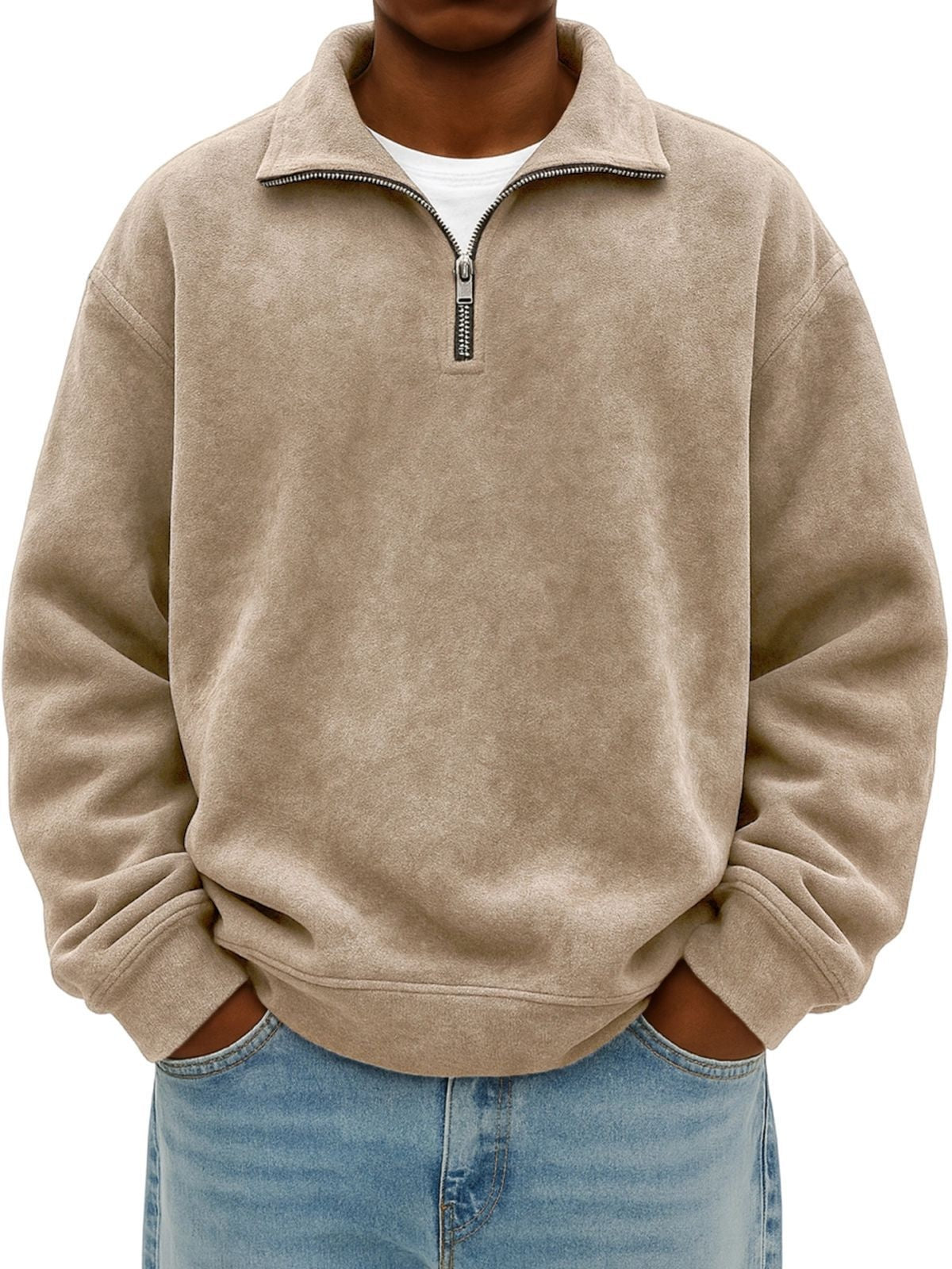 New Stand Collar Loose Drop Shoulder Men's Sweatshirt