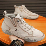 Men's Simple Printed Genuine Leather Working Wear Ankle Boots