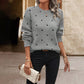 Ins Polka Dot Print Pullover Sweater Fashion Casual Long-sleeved Jacquard Knitted Top Winter Round Neck Clothing For Women