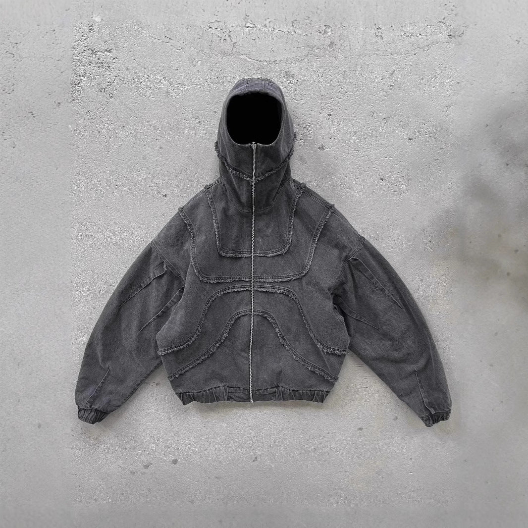 Abstract Men's Trendy Versatile Zipper Hooded Sweater