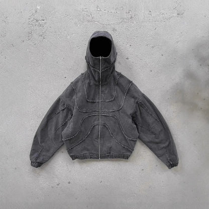 Abstract Men's Trendy Versatile Zipper Hooded Sweater