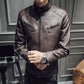 Leather jacket men's leather zipper cardigan men's jacket