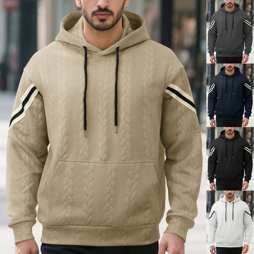 Jacquard-woven Thermal Outdoor Sports Trendy Hooded Hoodie For Men