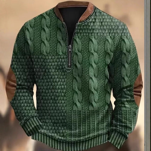 Men's Casual Checkered Printed Half Zip Hoodie