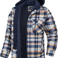 Men's Plaid Hooded Coat Winter Warm Button Zip-up Jacket Fashion Casual Thick Padded Long Sleeves Outerwear Clothing