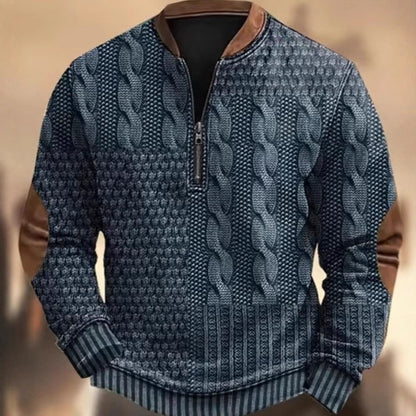 Men's Casual Checkered Printed Half Zip Hoodie