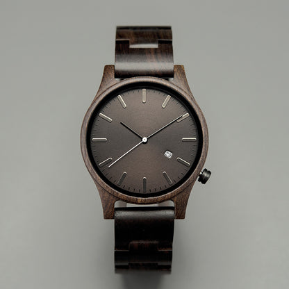 Wood Quartz Pointer Watch Men