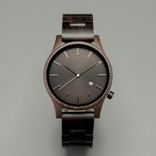 Wood Quartz Pointer Watch Men