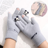 Knitted Gloves Touchscreen Winter Cute Panda Warm Goves For Cycling Women