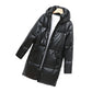 Women's Mid-length Leather Jacket Warm Cotton-padded