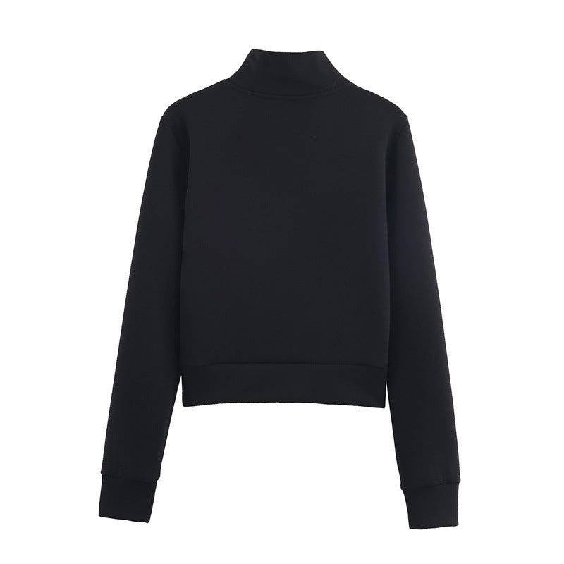 Printed Zipper Hoodie Fleece Fabric Flare Pants