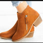 Chunky Heel Side Zip Mid-heel Ankle Boots