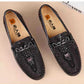 Slip-on Snake Pattern Embossed Leather Flat Driving Casual Leather Shoes