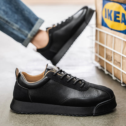 Black Work Casual Leather Shoes Low-cut