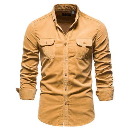Cotton Japanese Corduroy Slim Casual Men's Shirt