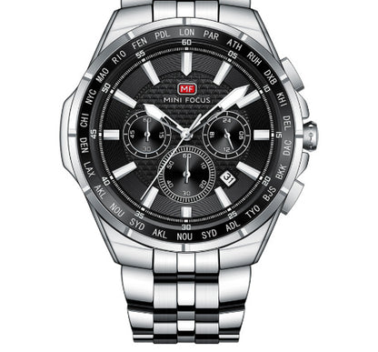 Multifunctional Waterproof Quartz Watch Luminous Steel Strap