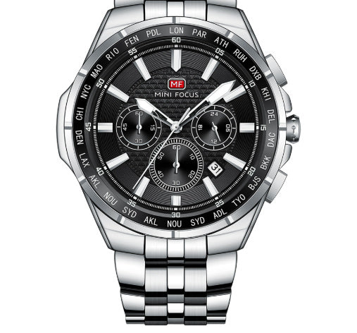 Multifunctional Waterproof Quartz Watch Luminous Steel Strap