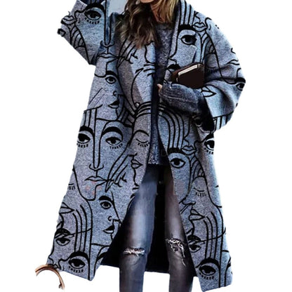 Women's Color Matching Plaid Long-sleeved Coat
