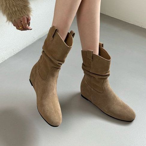 French Retro Autumn And Winter New Frosted High Sleeve Western Cowboy Boot Women