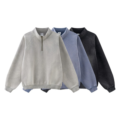 Half Zipped Stand Collar Pullover Sweater Coat
