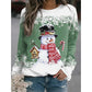 Snowman Printed Panel Loose Sweater