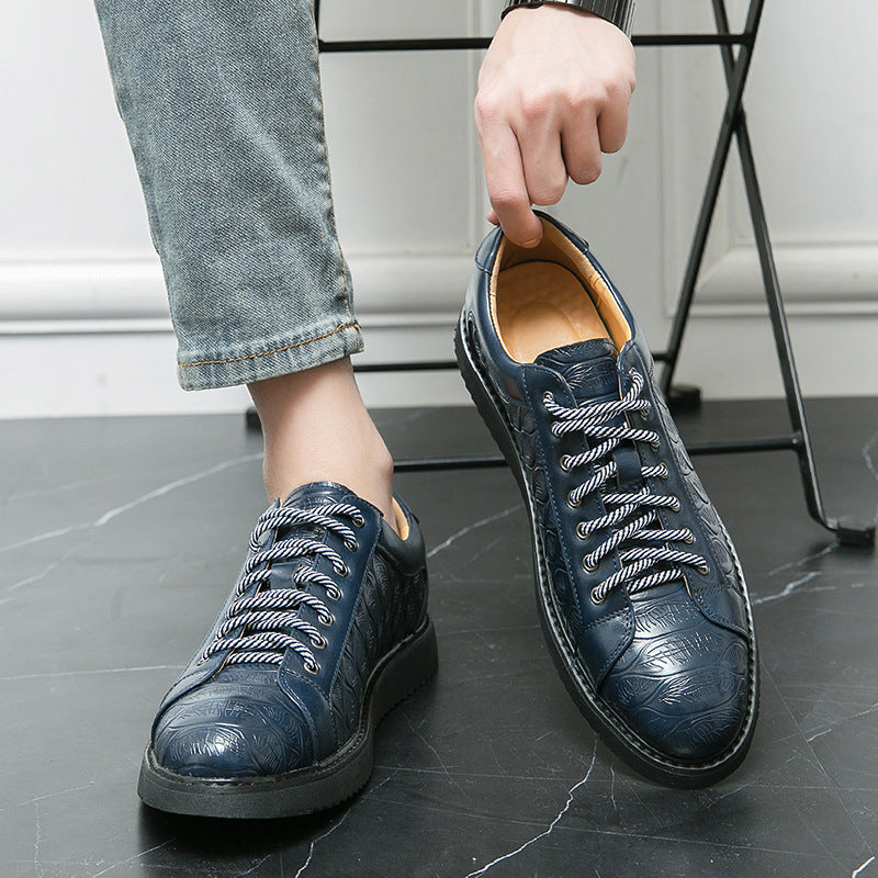 Men's Casual Leather Shoes Lace-up Flat Bottom Daily