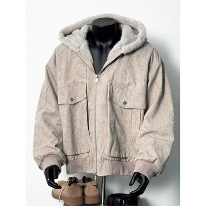 New Winter Mens Retro Marble-Textured Cotton Padded Jacket