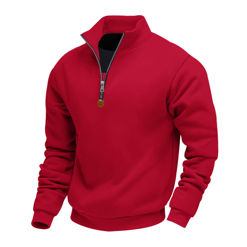 Men's Stand Collar Long Sleeve Half-zip Sport Casual Sweatshirt