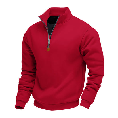 Men's Stand Collar Long Sleeve Half-zip Sport Casual Sweatshirt