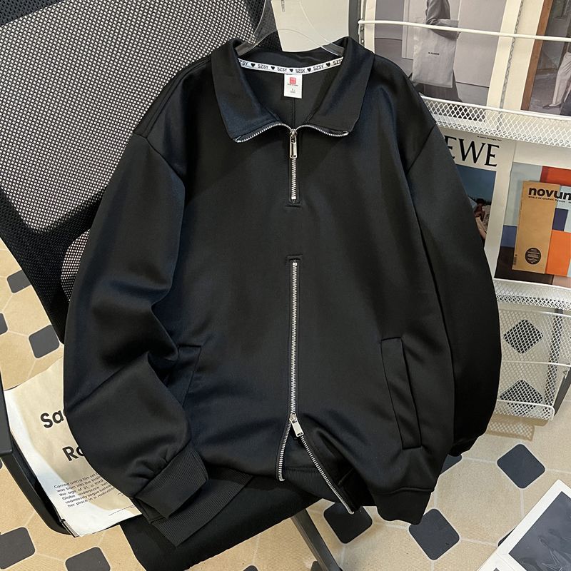 American-style High-street Relaxed-fit Hoodie With Double Zippers