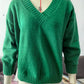 Solid V-neck Sweater Fashion Loose Long-sleeved Knitted Tops Autumn And Winter Women's Clothing