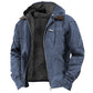 Winter Hooded Coat With Pockets Fashion Warm Fleece Zip-up Jacket Casual Outwear Men's Clothing