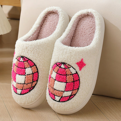 Comfortable Home Warm Cartoon Embroidered Balloon Cotton Slippers