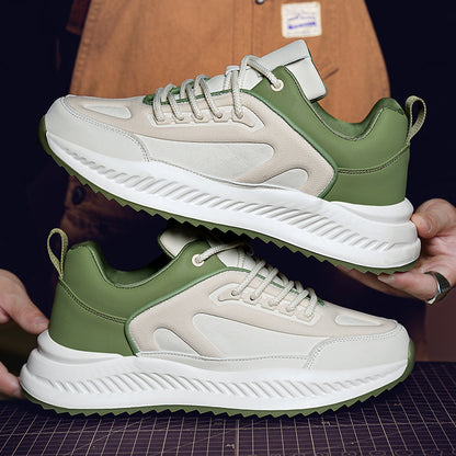 Men's Platform Lightweight Soft Sole Sports Leather Casual Sneakers