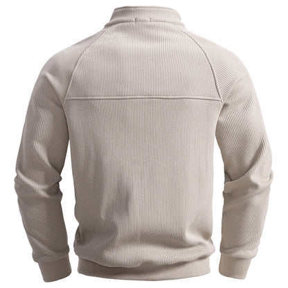 European And American Half Zipper Sweater Stand-up Collar All-match Fleece Men's Sweater Top