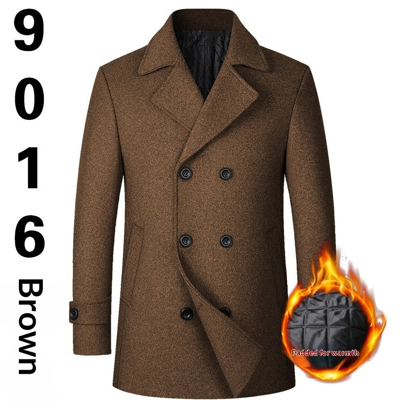 Fashion Double-breasted Lapel Mid-length Wool Men's Coat Dropshipping