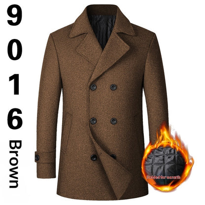 Fashion Double-breasted Lapel Mid-length Wool Men's Coat Dropshipping