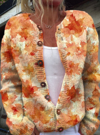 Printed Casual Cloak Coat Cardigan Sweater