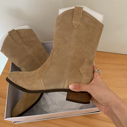 Pointed Toe Chunky Heel Western Cowboy Boot Women's Fashion Temperament