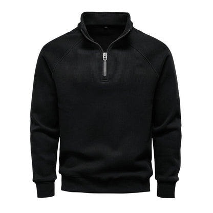European And American Half Zipper Sweater Stand-up Collar All-match Fleece Men's Sweater Top