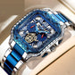 Retro Square Carved Multifunctional Six-pin Men's Watch